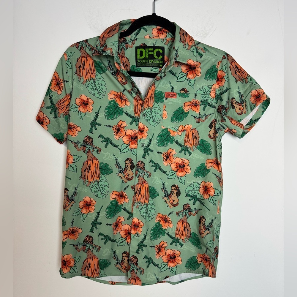 Dixxon Aloha Arms Short Sleeve button down Boys size Large